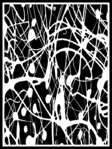 abstract black and white paint splatter